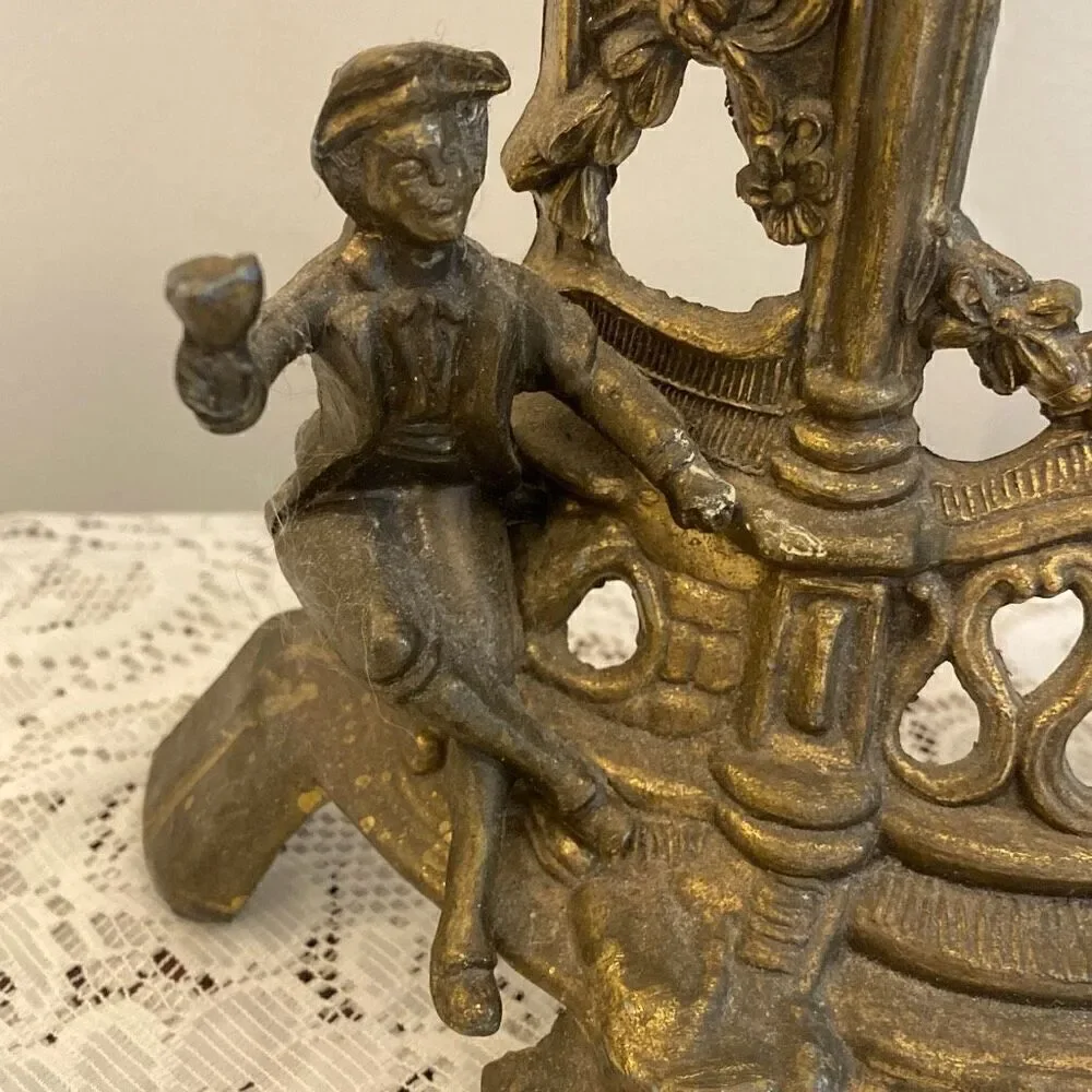 Vintage Lowenthal  Cast Brass Table Mantle Clock Ornate Victorian Style